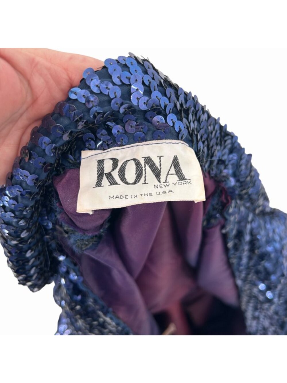 VINTAGE RONA NEW YORK BLUE SEQUIN CHIFFON FORMAL HOLIDAY DRESS - 14 - Picture 8 of 9